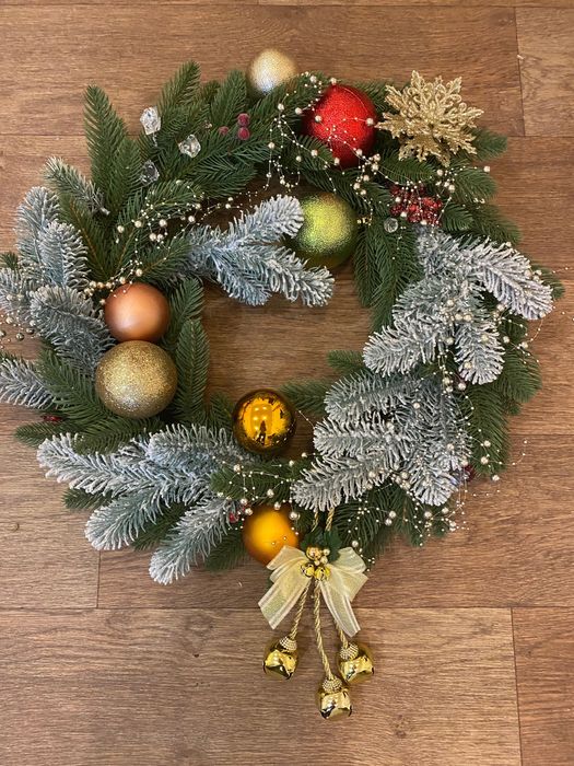 Гірлянда новорічна штучна хвоя, віночок різдвяний