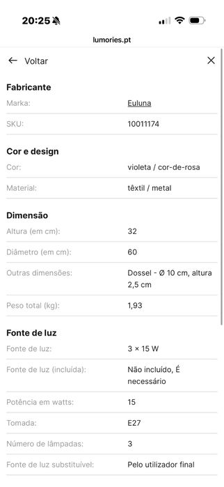 Candeeiro de teto Euluna Trio Max, Ø60 cm, roxo/rosa/laranja — como novo