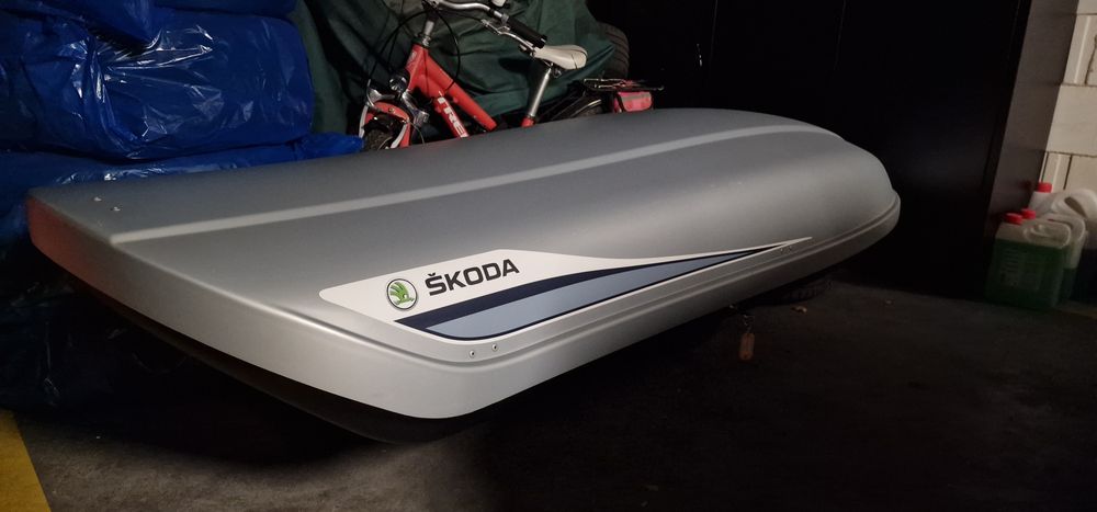 Box kufer dachowy Skoda 380 l srebrny, bagażnik na dach nowy