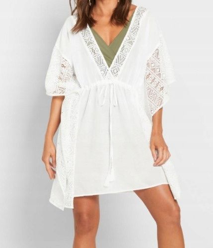 B.P.C plażowa tunika biała boho z koronką r.48/50