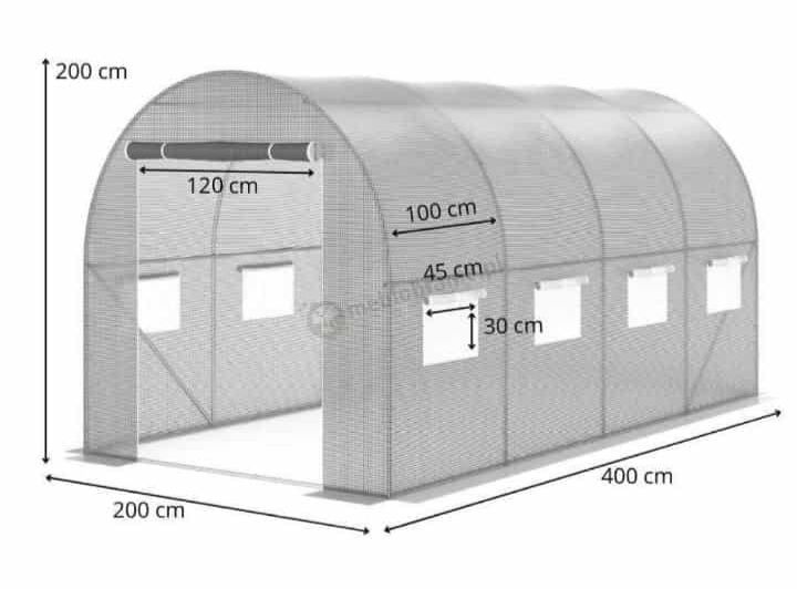Tunel foliowy 2x4 metalowy zielony 8m2