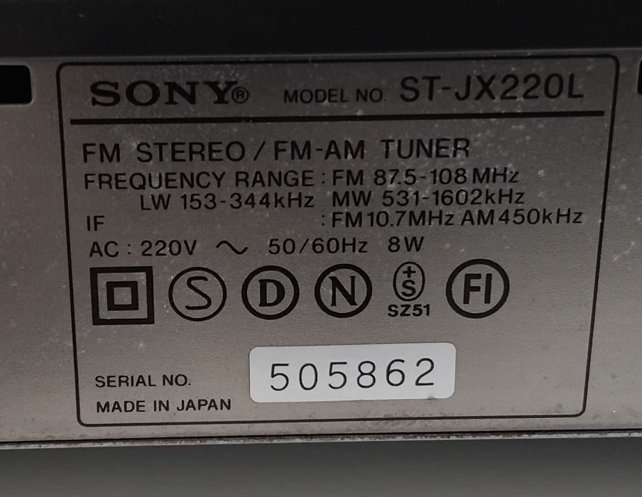 SONY Tuner Sintonizador Rádio ST-JX220