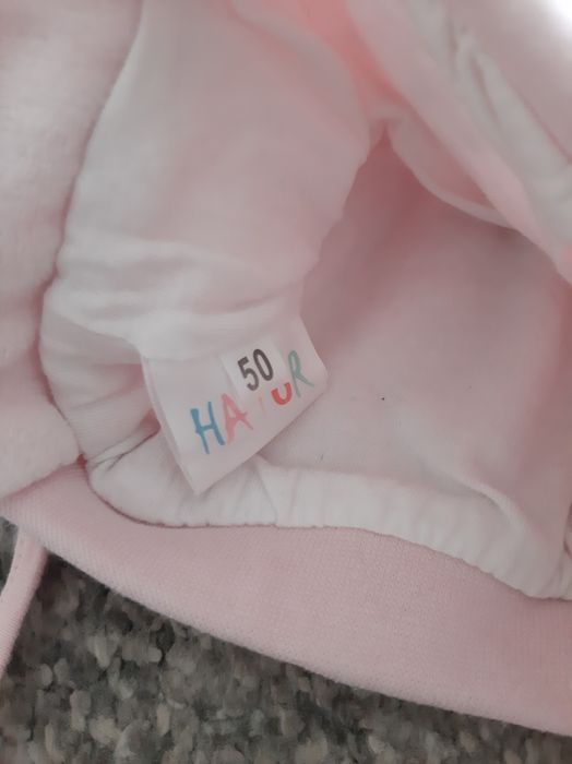 Hator czapka niemowlęca różowa rozmiar 50 kotek z uszkami wiązana