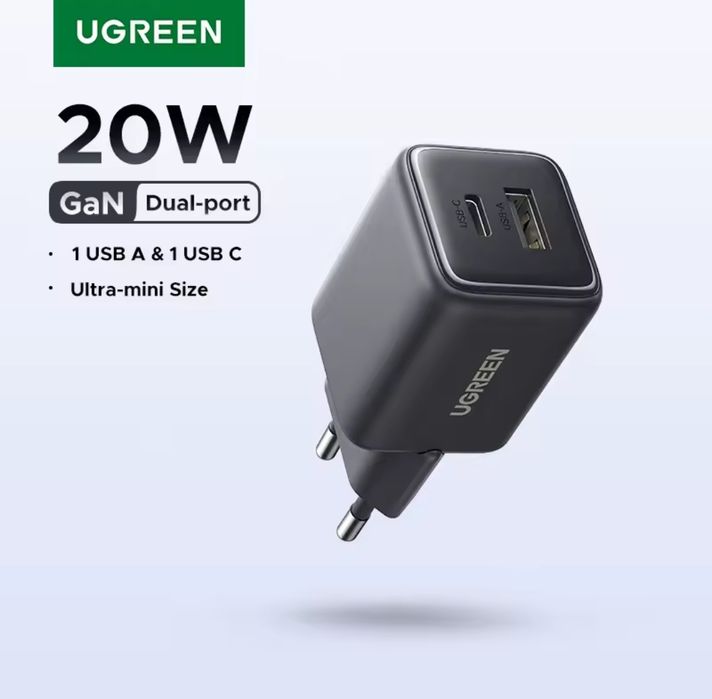 Зарядний пристрій Baseus 45w,  Ugreen 20w,  30w, 45w. Швидка зарядка GaN PD