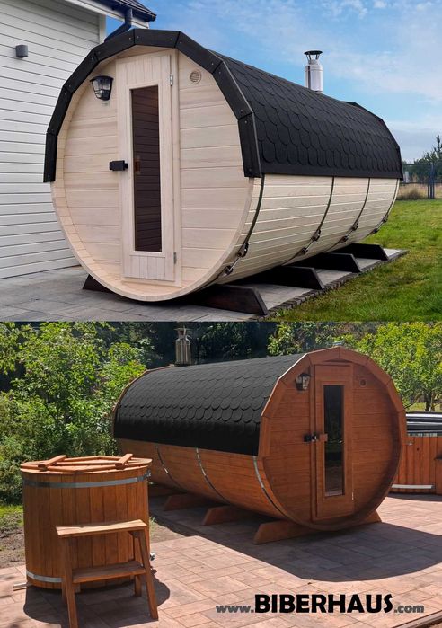 SAUNA Ogrodowa 400 cm + GRATIS Beczka 500L + Akcesoria