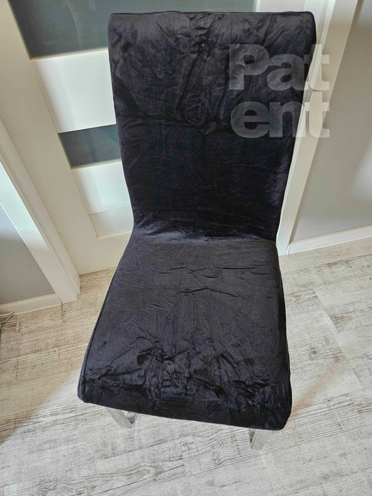 Pokrowce na krzesła welur czarne 6 sztuk