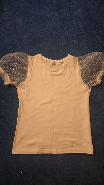 Bluzka Biała dziewczęca H&M 134