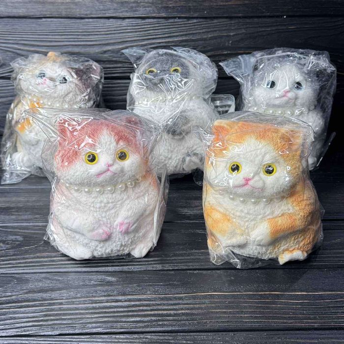 Великий антистрес сквіш з бусінками"Таба котик" 20 см