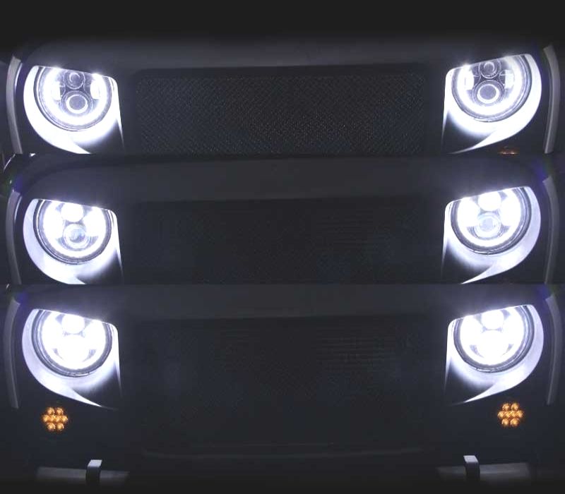 CONUNTO DE FARÓIS PARA JEEP WRANGLER TJ LJ JK 96-18 ANGEL EYES PRETOS