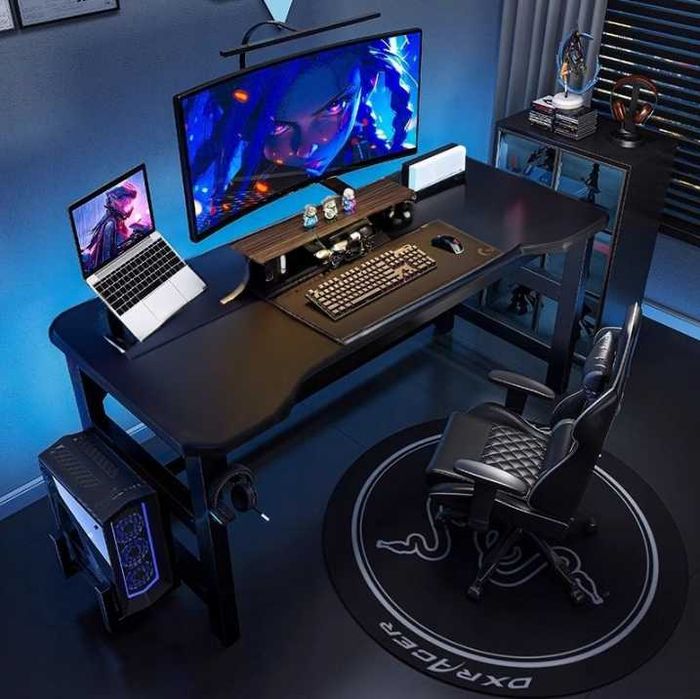 NOWE Biurko Gamingowe Komputerowe 120x60 Czarne Loft Pod Laptop Monitor Dla Gracza Nauki Mocne Stabilne Duże