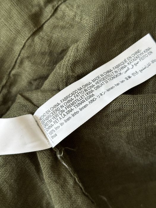 Zielona khaki lniana koszula Massimo Dutti 100 % len