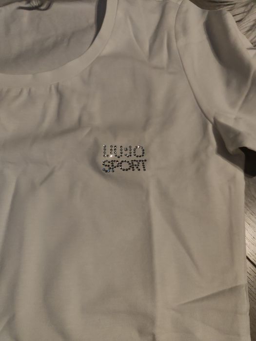 Biały t-shirt Liu Jo Sport cyrkonie