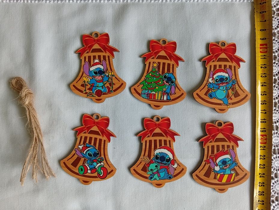 6 bombek dzwonki Lilo Stich choinka Mikołaj ozdoba