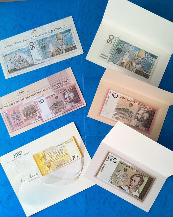 Komplet 17 banknotów kolekcjonerskich NBP + foldery + gratis!