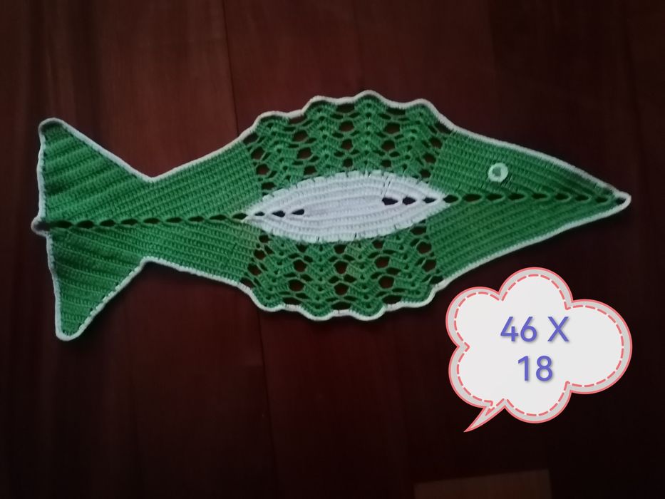 Conjunto de 3 panos em croché forma de peixe