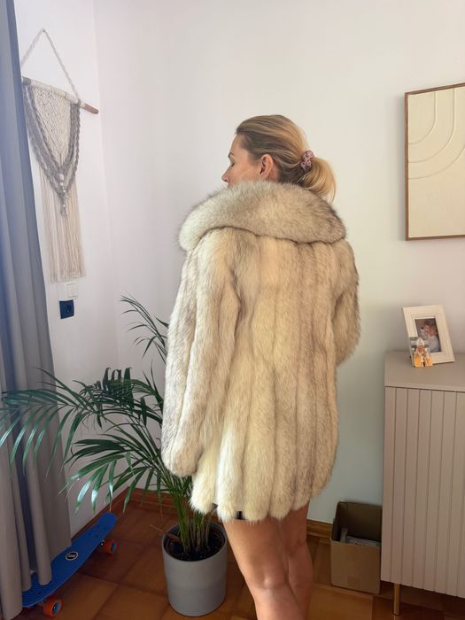Luksusowe FUTRO NATURALNE z Lisa Polarnego Vintage s/M Stan Idealny