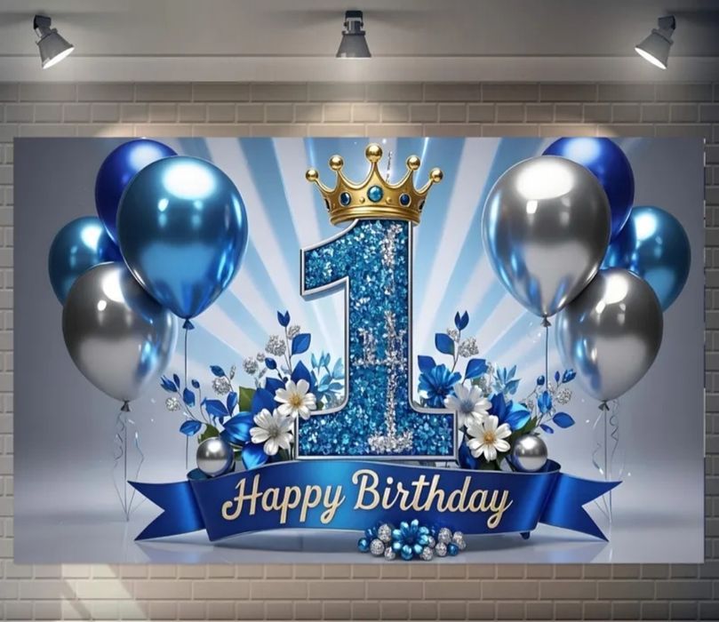 2D Плоский - Один однотонний 2D блискучий синьо-срібний фон