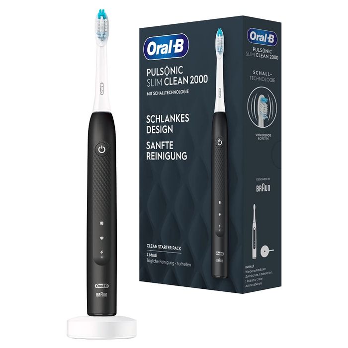 Uszkodzona Szczoteczka elektryczna Oral-B Pulsonic Slim 2000 czarna smukły