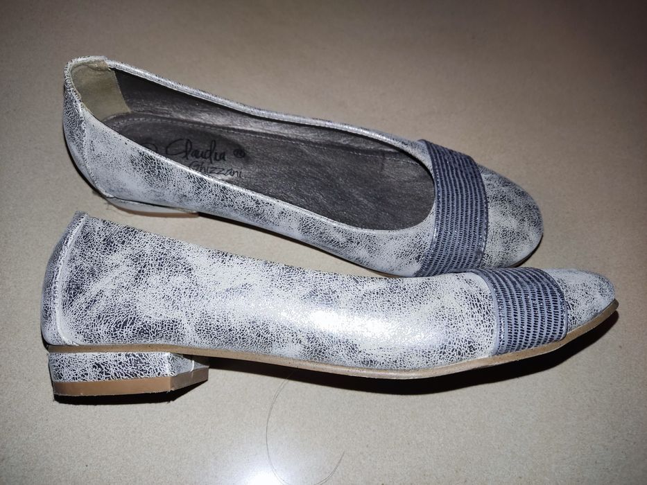 Claudia Ghizzani baleriny buty na jesień srebrne r.37