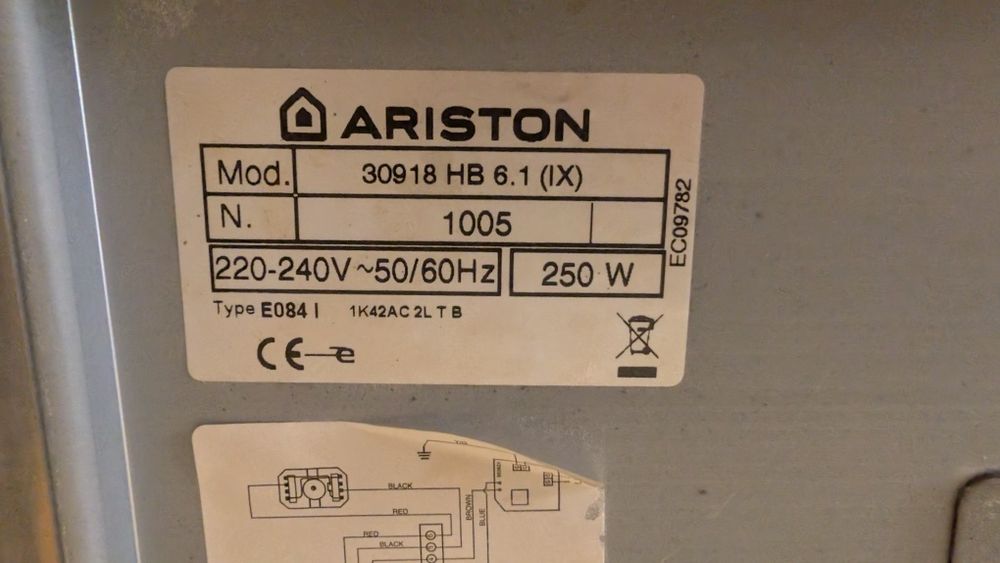 Exaustor Ariston HB 6.1 IX (referência de fábrica F030918)