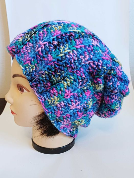 luźna czapka beanie, 25% wełna
