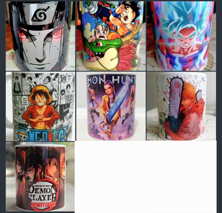 Zestaw prezentowy manga anime 7 kubkow Demon Slayer Demon Hunters Drag