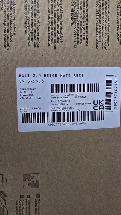 Gres Bolt 2.0 Beige Matt RECT 59.3x59.3, 2cm