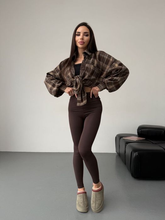 Сорочка у клітинку фланель шоколад