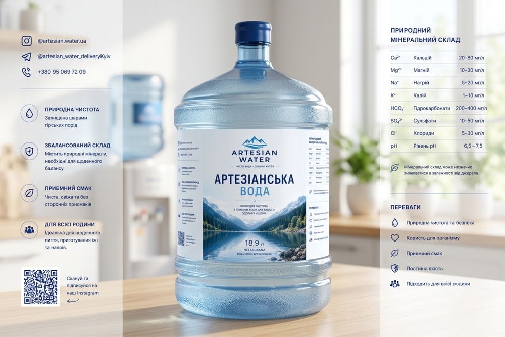 Доставка питної води Artesian Water по Києву