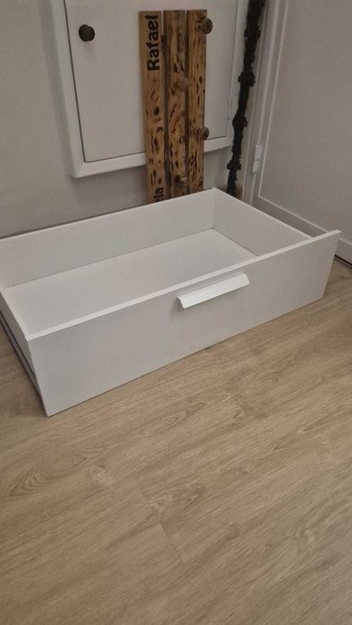 Cama indiv/dupla c/2 gav, branco, 80x200 cm