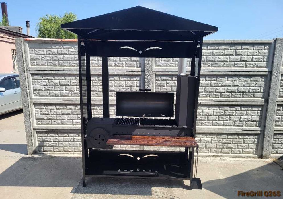 • НАДПОТУЖНИЙ! 4мм! Мангал 4в1 з Коптильнею та Пічкою під Казан,Кришою