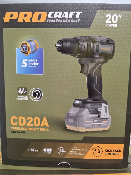 Шуруповерт ударний ProCraft Industrial CD20A 85 Нм, 20 В, безщітковий, без АКБ та ЗП