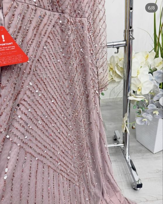 Сукня довга рожева блискуча бісер пайєтки Asos 40 M-L