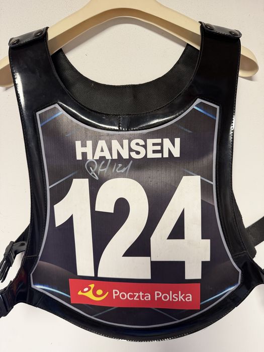 Plastron zuzlowy Patrick Hansen SEC Mistrzostwa Europy z autografem speedway