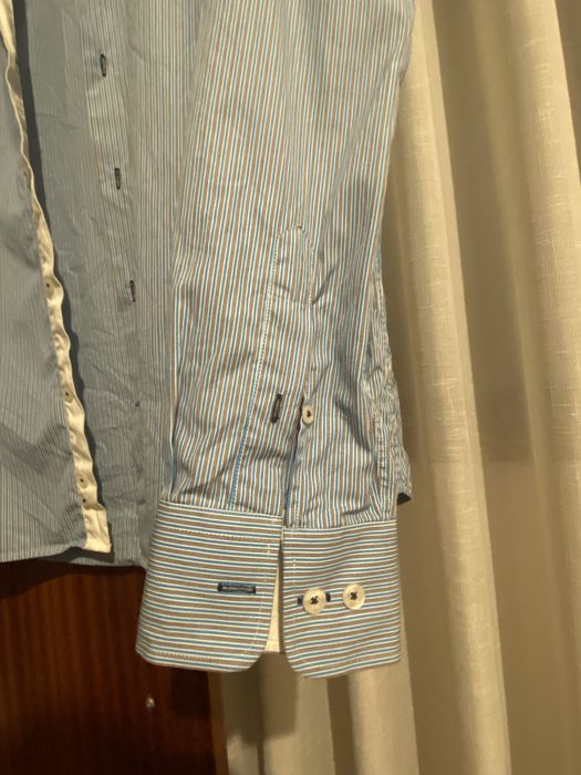 Camisa homem riscas azul ou cinza
