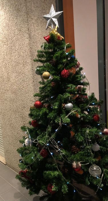 Árvore de Natal com enfeite de pinhas