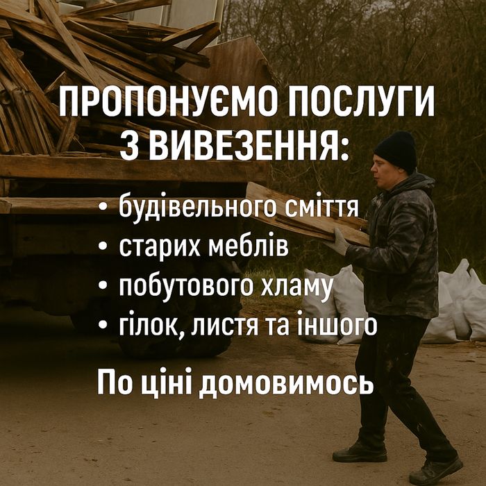Вивіз сміття недорого, вывоз мусора, гиляк старих меблів побутового