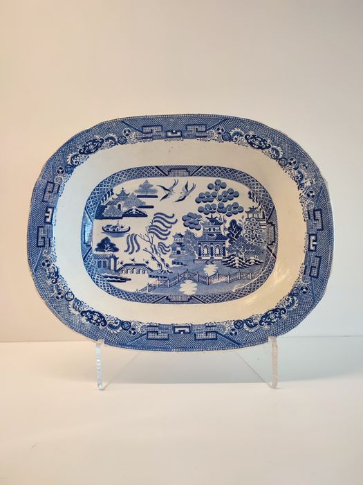 Antigas travessa e terrina "Blue Willow"