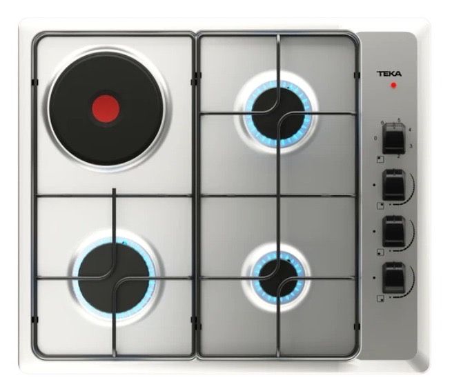 Placas de gás com 3 queimadores e 1 disco elétrico