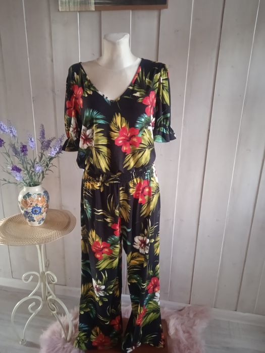 Świetny nowy długi dzianinowy kombinezon z szerokimi nogawkami L-2XL