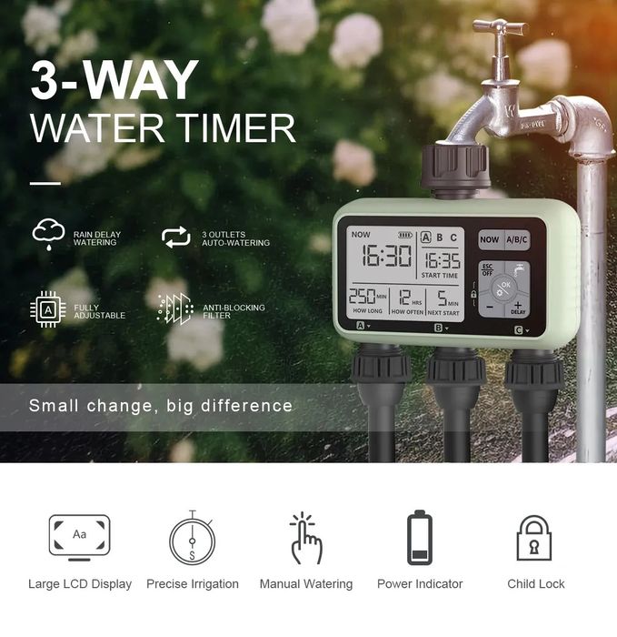 Eshico est 3-outlet Water Timer niezależny program sterowania cyfrowy
