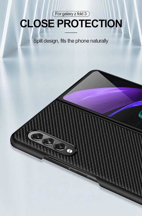 FTRONGRT etui do Samsung Galaxy Z Fold 3 pancerne mocne czarne carbon