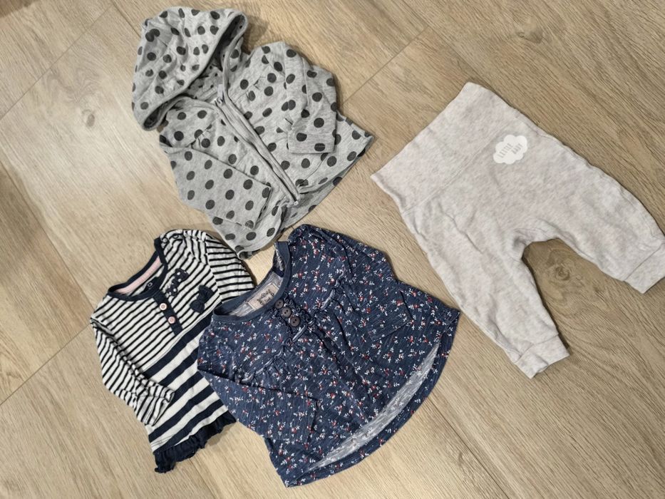 Paka ubrań 62 body, spodnie bluza, czapki