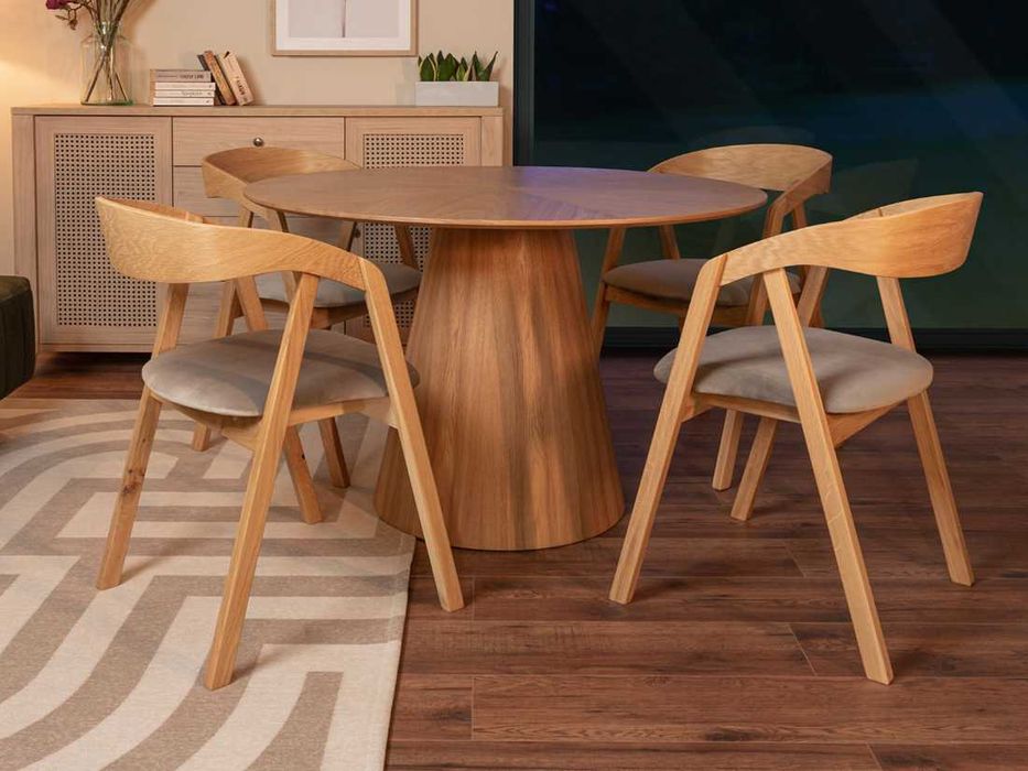 Krzesło Dębowe K-100 / Stół Dębowy Okrągły Rozkładany / loftowy LOFT-L