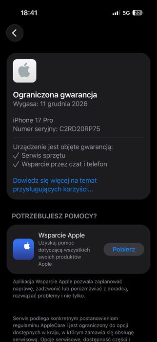 Iphone 17 pro na gwarancji