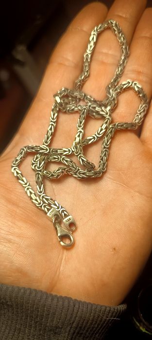 Srebrny łańcuszek splot królewski pruba 925