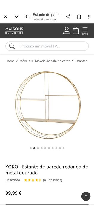 Estante redonda dourada maison du monde