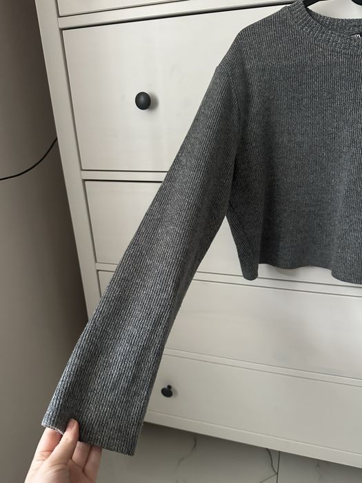 Szary prążkowany krótki sweter Zara 36 s / crop top