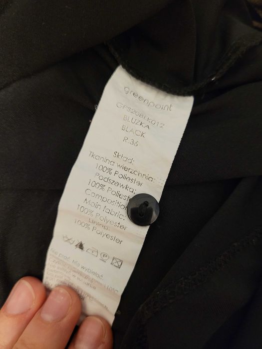 Elegancka czarna bluzka z koronką, r. 36