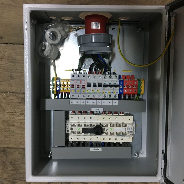 Rozdzielnia z przełącznikiem sieć‑agregat  100A ,lub  63A NOWE.